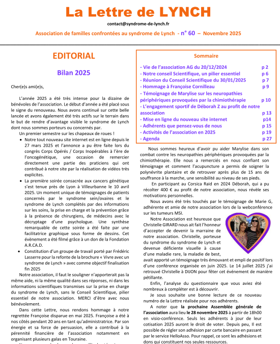 La Lettre 60 – Novembre 2025